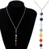 7 Chakra Gem Stone Beads Pendant Necklace Women Reiki Healing Balancing Chakra Necklaces Fashion2189