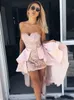 Overskirts Roze Kant Korte Prom Jurken 2020 Arabische Sexy Sweetheart Backless High Low Cocktail Party Toga Sweety Homecoming Jurk Al4959