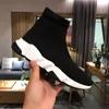 Hot Sale-Sneakers Velocidade Preto Elastic ban Triplo Moda Plana Meia Botas Sapatos Casuais Speed ​​Trainer Runner Com Sapatos boxs / Saco de Pó