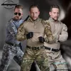 Partihandel-Woodland Camouflage Army Uniform Tactical Combat Suit War Game Clothing Shirt + Pants Elbow Knee Pads
