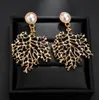 Heißer Verkauf Damen 18K Gold Star Coral Charms Ohrstecker Hochwertige Perle Strass Luxus Schmuck Geschenke