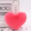 Heart-Shaped Pom Pom Пушистого брелок Подвеска Украшение Key Organizer Key Holder подарок новизна Keyring аксессуары Женщина Брелки