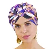 Baumwoll-Turban, afrikanisches Muster, Blumen-Turban für Frauen, Knoten-Kopfwickel, Bandana-Hüte, Chemo-Mütze, indischer arabischer Wickel-Frauen-Kopfschal