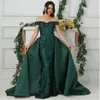 2020 Deep Green Mermaid Prom Dresses Sparkle Off Shoulder African Formal aftonklänning Sexig festklänning med oftskirt4620667