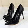 Pumps Damenschuhe schwarze Absätze Bowtie Hochzeitsschuhe Stiletto Fetisch High Heels Damen sexy Schuhe Frau extreme High Heels Damen Calzado Mujer