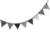 Banderoles en Tissu Guirlande de Drapeaux Double Face, 10,5 Pieds de Fanions Blancs Noirs pour les Fêtes d'Anniversaire de Mariage Baby Shower Home S1