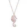 Gold/Silver Color Chain Women Men Necklace Colourful CZ Stone Seahorse Pendant Necklace Female Party Jewelry Best Gift