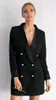 Automne mode femmes blazers et vestes à double boutonnage Chic dames blazer feminino manteau femme solide Long Style noir blazer