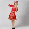 Asien Traditionelle Frauen Hmong Miao Kleidung ethnisches Kostüm Retro rotes Zeremonienkleid Festival Bühnenaufführungskleidung