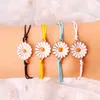 12 st handgjorda daisy charm fläta rep vsco girl vänskap armband boho justerbara färgglada lyckliga kedjan armband smycken för tjejer kvinnor