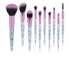 10Pcs Glitter Makeup Brushes Wood Handle Eye Shadow Brush Facial Cosmetic Beauty Brush Powder Makeup Set