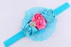 Mode bébé dentelle rose fleur strass bandeau enfant en bas âge fille élastique ruban Haidband cheveux accessoire Photo accessoires 10 couleurs