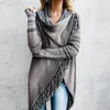 Woman Streetwear Shawl Autumn Spring Fashion Tassel Cardigan Long Sleeve Striped Casual Sweaters Women Cardigans 9003