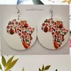 dunhuangwang Exaggerated African head pattern geometric round wooden earrings Fashion wood earrings