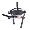 Bondage mond open gag blinder lederen hoofd harnas masker terughoudendheid riem face slave game #r78