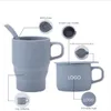 Tazza da caffè telescopica BPA Tazza da acqua retrattile in silicone Tazza da caffè Tazza Coperchio di cannuccia 3 pezzi Molto retrattile Campeggio Viaggio Bicchiere da vino ZYQ90