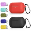 Caso de silicone macio protetor Slim TPU fone de ouvido capa bolsa de manga com gancho de metal para os airpods 1 2 3 pro