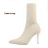 Vendita calda-Cotton Sock boots Stivali invernali donna slip-on décolleté in cotone beige nero morbido stivaletto superiore per donna tutte abbinate calzature zy272