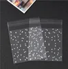 100pcs 5 tamanho White Dots Wedding Saco do presente da festa de aniversário de Natal de plástico fosco transparente casamento Biscoito Saco dos doces