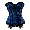 Frill Lacy Corset Top Kvinnors Sexig Plus Storlek S-6XL Burlesque Jacquard Lace Overlay Lace-up Overbust Club Dance Party Corset Bustier