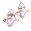 Triangle Vert Blanc Kallaite Pierre Naturelle Oreille Boucles D'oreilles Or Couleur Métal Marbre Turquoise Boucles D'oreilles Pour Les Femmes bijoux