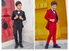 hübscher zweireihiger Kinder-Hochzeitsanzug mit spitzem Revers, kompletter Designer-Hübscher Junge, Jungenkleidung, maßgeschneiderte Jacke, Hose, Stehweste A12