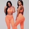 Moda 2 sztuki Zestawy dresów jogi dla kobiet przycięte Bralong Pant Fitness Sport Suit for Women Trening Control Odzież7186158