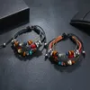 Çok Katmanlı Güneş Çiçek Charm Bilezik Vintage Boho Dokuma PU Deri El Yapımı Ahşap Boncuk Wrap Ayarlanabilir Bilezikler Çift Bilezik Takı