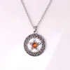 HY154 Hög popularitet Link Chain Jewelry Fempekad stjärna runda talisman religiös hänghalsband med Gemstone273h