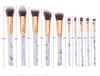 Marbling Handle Makeup Brushes 10Pcs/Set Professional Makeup Brushes ye Shadow Eyebrow Lip Eye Make Up Brush Comestic Tool KKA6798