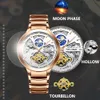 Ny Teise Luxury Men Klockor Automatisk Moon Fas Mekaniska Klockor Självvindande Tourbillon Man Armbandsur Relogio Masculino