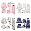 Июльская песня, розовые женские пижамные комплекты из 7 предметов, шелковые пижамы в полоску, женские комплекты одежды для сна, весна-лето-осень 211L