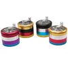 Rainbow Style Hand Crank Tobacco Herb Grinder Aluminum Alloy 4 Parts 63mm Diameter Grinders Smoking Accessories Spice Crusher GR195