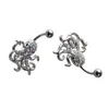 Lot de 50 anneaux de nombril en forme de poulpe, anneaux de nombril rétro en CZ de Style Animal pour Salon et fournitures de perçage