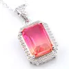 Luckyshine 12 Pcs Square Bi colored Tourmaline Gems Pendants 925 Sterling Silver Necklaces Christmas Wedding Holiday Gift 4 Color