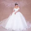 2020 Sexy Sweetheart Royal Train Ball Gown Wedding Dress Luxury Beaded Off The Shoulder Crystal Lace Up Princess Bröllopsklänningar