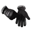 Gants de conduite de moto pour hommes, Design classique, résistants au froid, chauds, noirs et marron, en peau de porc, pour écran tactile, 7264309