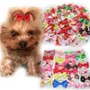 20Pcs/lot Handmade Pet Hair Bows Cute Ribbon Grooming Accessories Products Dogs Cats Little Flower Bows With Elastic Rubber Band Hot