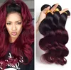 Ombre Virgin Wine Red Human Hair Hair Bundles Brazilian Body Wave Deals Black 및 99j Burgundy Ombre Weaves