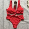 2019 neue frauen badeanzüge bikini knoten auf der brust sexy hohe taille sommer strand stil badeanzüge