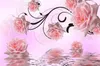 Curtain Pink Rose On The Water 3D Floral Curtains Interior Decorations Upscale Exquisite Blackout Curtains