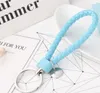 30Pcs/lot Knitted leather cord keychain car key chain lady bag hand-held key pendant mixed 22 colors lanyard free shiping