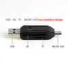 2 i 1 Universal Micro USB 2.0 OTG Adapter TF SD-kortläsare Telefonförlängningshuvud för dator