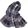 Gros-Nouveau design classique deux couleurs taille 130cm -130cm matériau modal impression plaid crâne foulards carrés pashmina écharpe pour les femmes