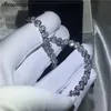 choucong Braccialetti fatti a mano in oro bianco femminile Bracciale 5A Zircone cz Colori argento per donna Fashion Jewerly