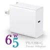 Chargeur rapide 65W PD QC4.0 3.0 pour ordinateur, USB type-c, adaptateur de voyage à Charge rapide