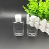 60ml PET 플라스틱 병 플립 모자와 함께 투명 한 사각형 모양 병 메이크업 제거제 일회용 손 소독제