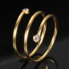 Neue Gold Silber Edelstahl Damen Offener Kreis Fingerring Strass Personalisierte Ringe Schmuck Valentinstag Geschenke für Frauen Großhandel