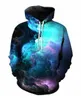 Erkek Tasarımcı Hoodies Kadınlar Için Erkekler Için Çiftler Kazak Severler 3D Galaxy Uzay Hoodies Mont Kapşonlu Kazaklar Tees Giyim R0132