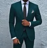 Hot Fashion Green Tuxedos Wedding Suits 2 Pieces Mens Suits Slim Fit Groomsmen Jacket With Pants Groom Wear Formal Wedding Party Tuxedos